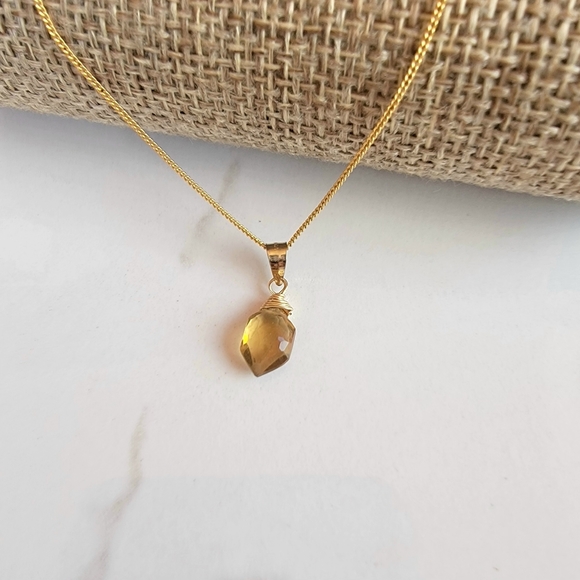 BEER QUARTZ Necklace Minimalist Crystal Gemstone BROWN - Picture 2 of 4